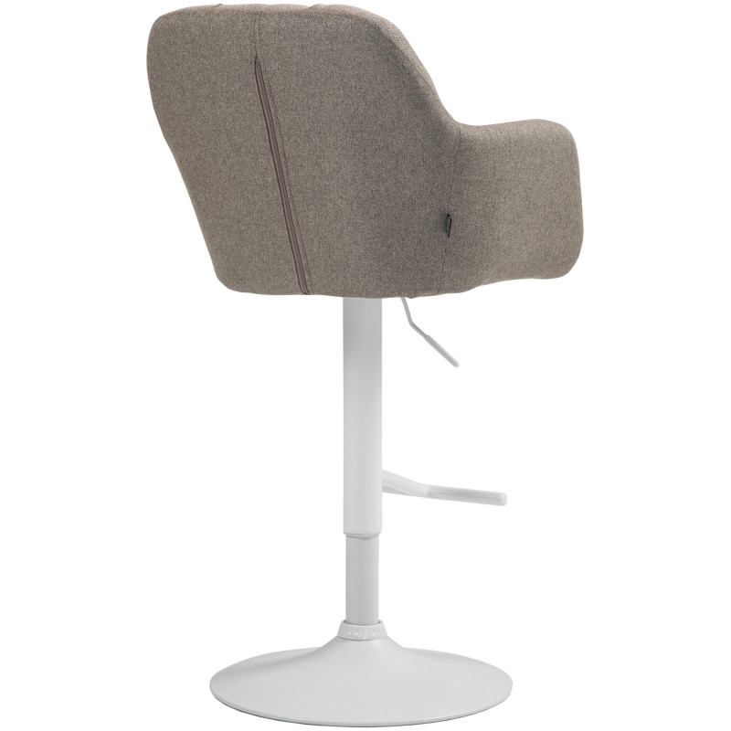 Tabouret de bar réglable haut de gamme en Tissu Taupe Métal Blanc Mirexa - 4