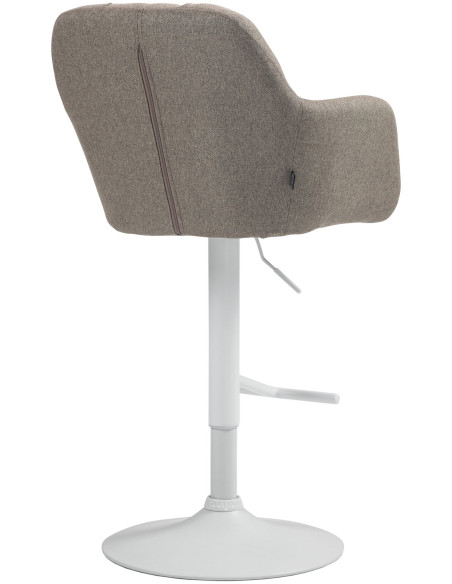 Tabouret de bar réglable haut de gamme en Tissu Taupe Métal Blanc Mirexa - 4