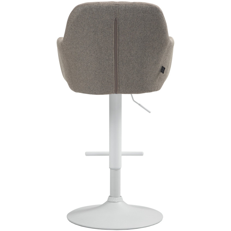 Tabouret de bar réglable haut de gamme en Tissu Taupe Métal Blanc Mirexa - 5