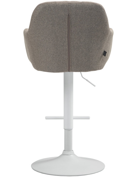 Tabouret de bar réglable haut de gamme en Tissu Taupe Métal Blanc Mirexa - 5