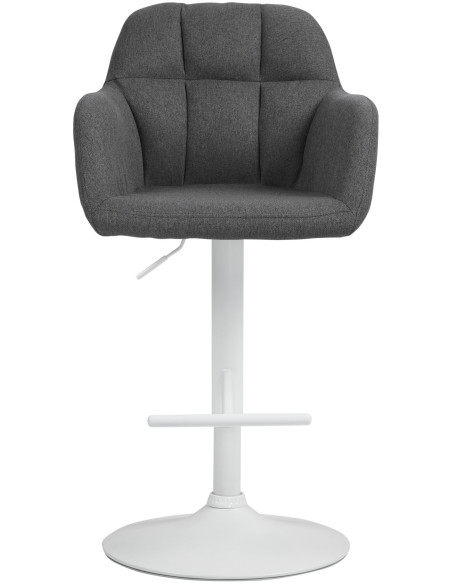 Tabouret de bar réglable haut de gamme en Tissu Gris foncé Métal Blanc Mirexa - 2
