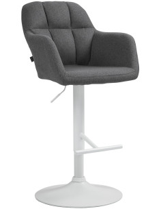 Tabouret de bar réglable haut de gamme en Tissu Gris foncé Métal Blanc Mirexa - 1