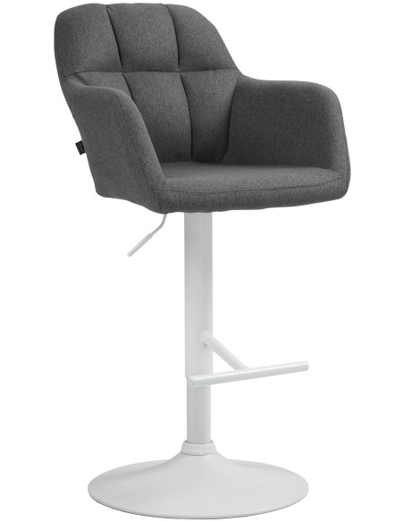 Tabouret de bar réglable haut de gamme en Tissu Gris foncé Métal Blanc Mirexa - 1
