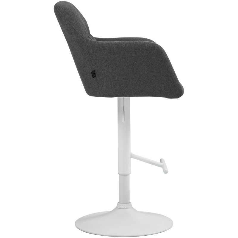Tabouret de bar réglable haut de gamme en Tissu Gris foncé Métal Blanc Mirexa - 3
