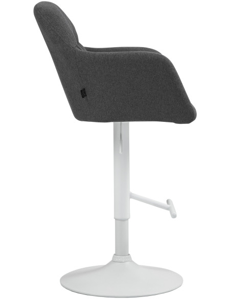 Tabouret de bar réglable haut de gamme en Tissu Gris foncé Métal Blanc Mirexa - 3