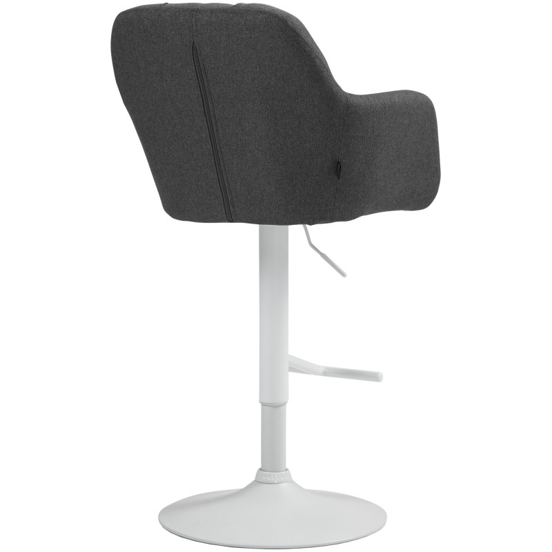 Tabouret de bar réglable haut de gamme en Tissu Gris foncé Métal Blanc Mirexa - 4