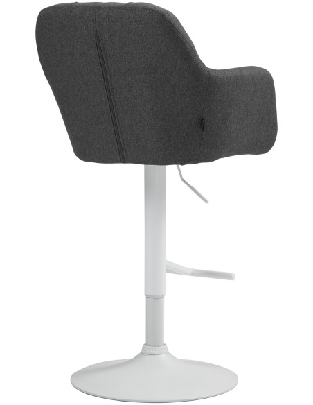 Tabouret de bar réglable haut de gamme en Tissu Gris foncé Métal Blanc Mirexa - 4