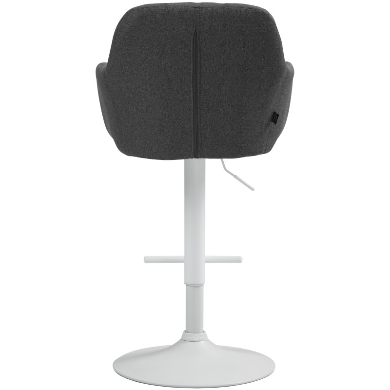 Tabouret de bar réglable haut de gamme en Tissu Gris foncé Métal Blanc Mirexa - 5