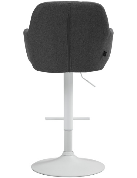 Tabouret de bar réglable haut de gamme en Tissu Gris foncé Métal Blanc Mirexa - 5
