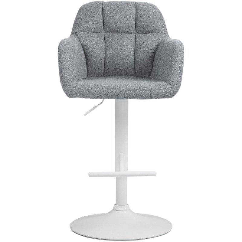 Tabouret de bar réglable haut de gamme en Tissu Gris Métal Blanc Mirexa - 2