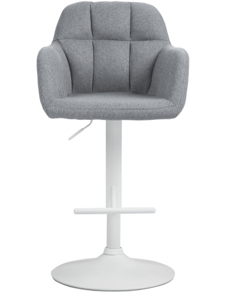Tabouret de bar réglable haut de gamme en Tissu Gris Métal Blanc Mirexa - 2