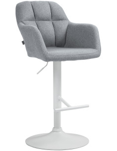 Tabouret de bar réglable haut de gamme en Tissu Gris Métal Blanc Mirexa - 1