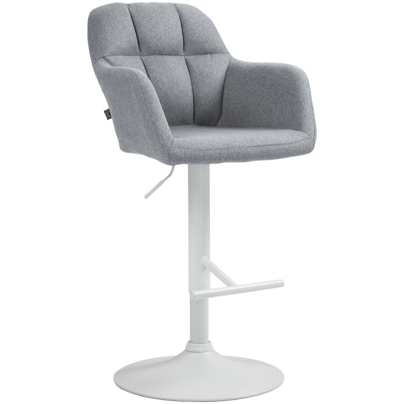 Tabouret de bar réglable haut de gamme en Tissu Gris Métal Blanc Mirexa - 1
