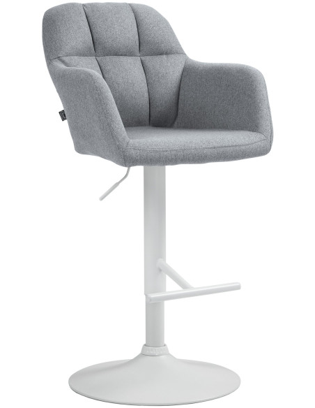 Tabouret de bar réglable haut de gamme en Tissu Gris Métal Blanc Mirexa - 1