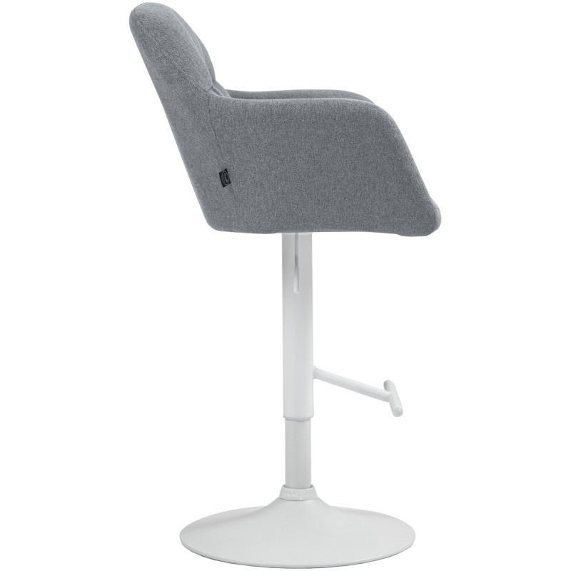 Tabouret de bar réglable haut de gamme en Tissu Gris Métal Blanc Mirexa - 3