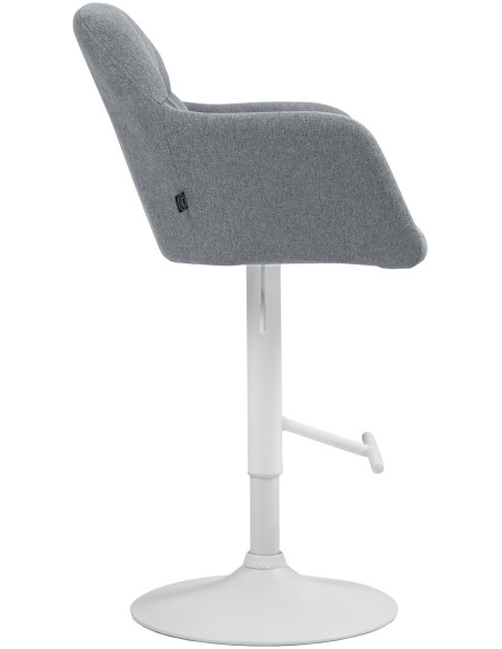 Tabouret de bar réglable haut de gamme en Tissu Gris Métal Blanc Mirexa - 3