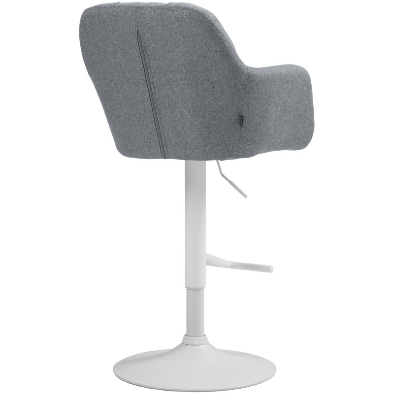 Tabouret de bar réglable haut de gamme en Tissu Gris Métal Blanc Mirexa - 4