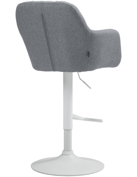 Tabouret de bar réglable haut de gamme en Tissu Gris Métal Blanc Mirexa - 4