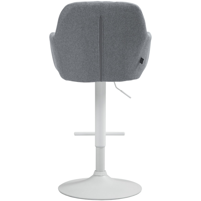 Tabouret de bar réglable haut de gamme en Tissu Gris Métal Blanc Mirexa - 5