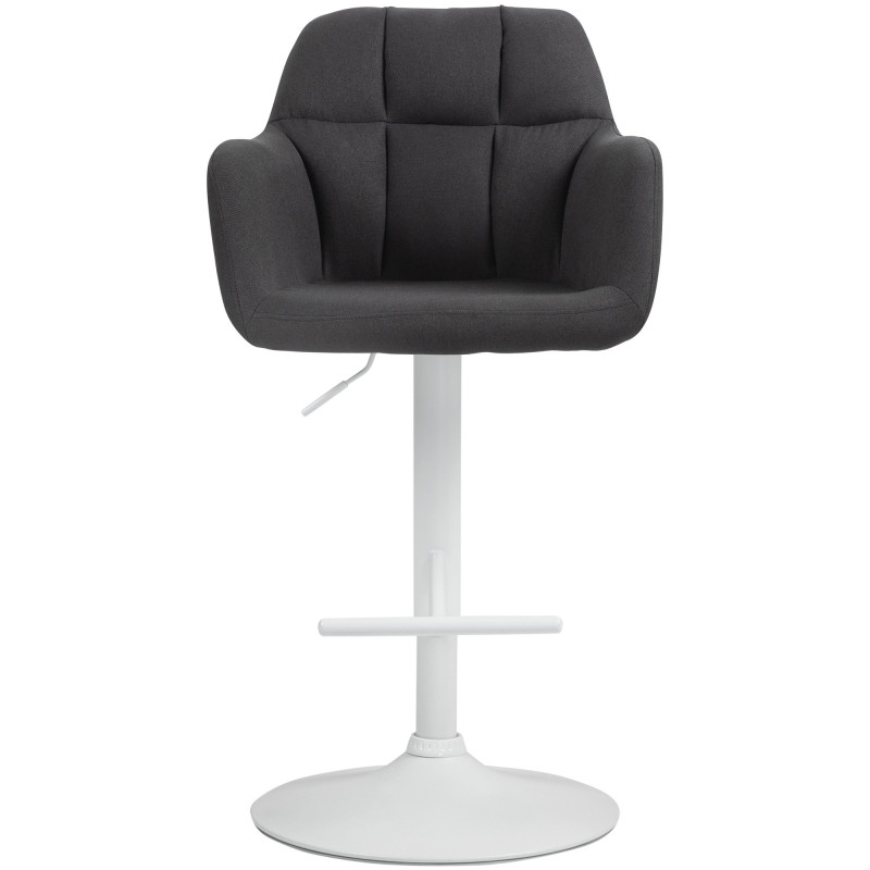 Tabouret de bar réglable haut de gamme en Tissu Noir Métal Blanc Mirexa - 2