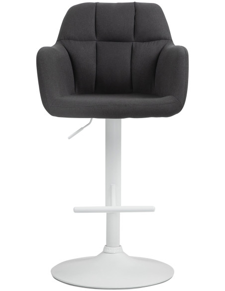 Tabouret de bar réglable haut de gamme en Tissu Noir Métal Blanc Mirexa - 2