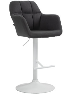 Tabouret de bar réglable haut de gamme en Tissu Noir Métal Blanc Mirexa - 1