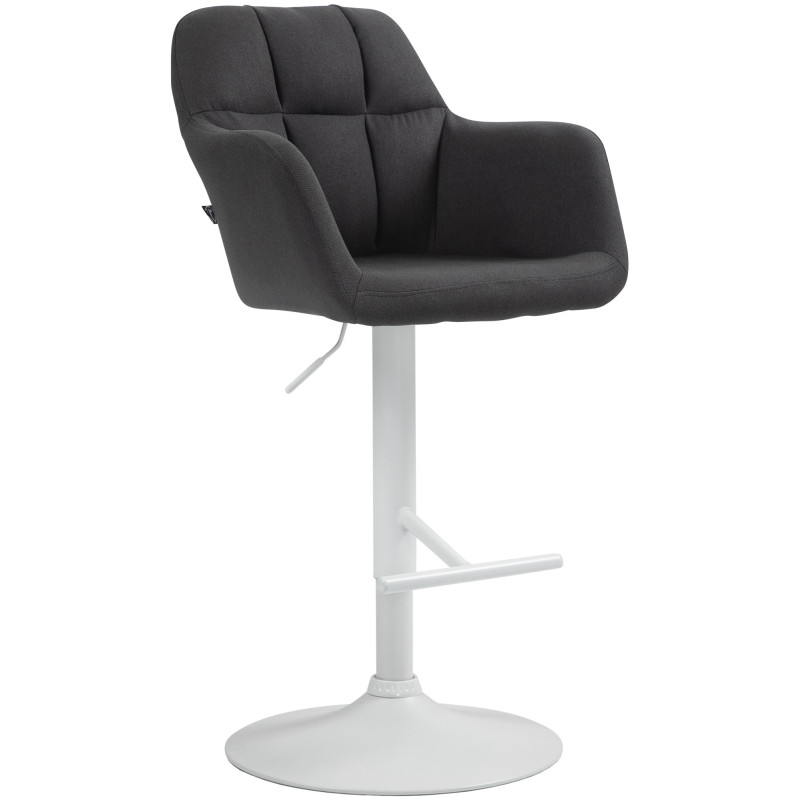 Tabouret de bar réglable haut de gamme en Tissu Noir Métal Blanc Mirexa - 1