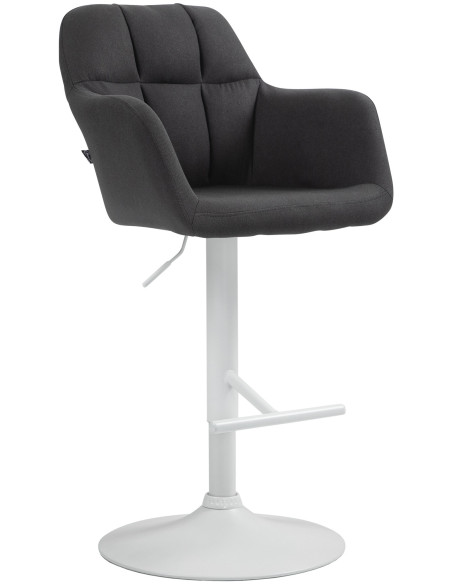 Tabouret de bar réglable haut de gamme en Tissu Noir Métal Blanc Mirexa - 1