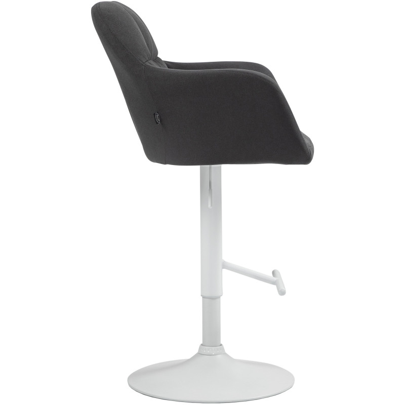 Tabouret de bar réglable haut de gamme en Tissu Noir Métal Blanc Mirexa - 3