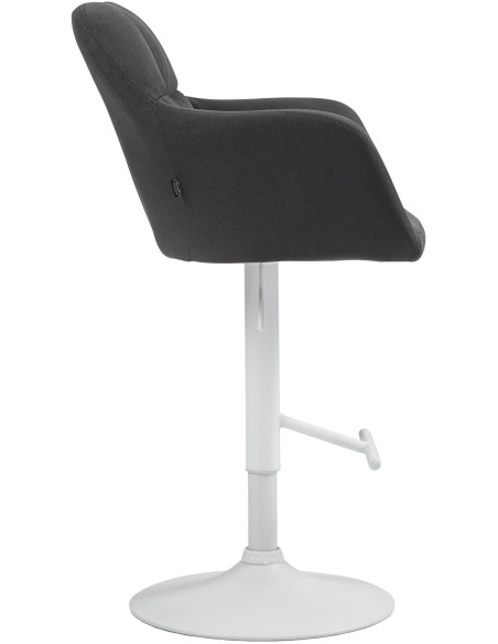 Tabouret de bar réglable haut de gamme en Tissu Noir Métal Blanc Mirexa - 3