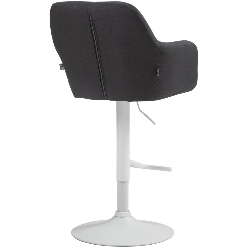 Tabouret de bar réglable haut de gamme en Tissu Noir Métal Blanc Mirexa - 4