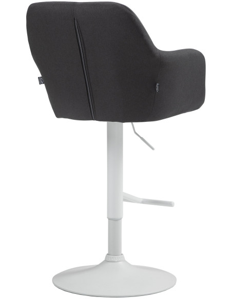 Tabouret de bar réglable haut de gamme en Tissu Noir Métal Blanc Mirexa - 4