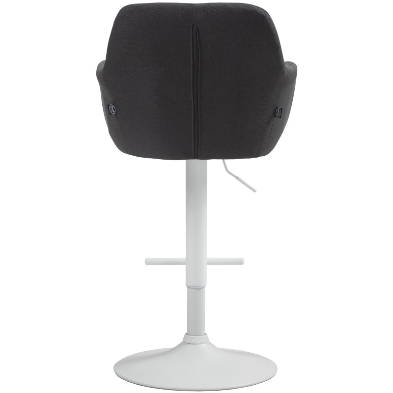 Tabouret de bar réglable haut de gamme en Tissu Noir Métal Blanc Mirexa - 5
