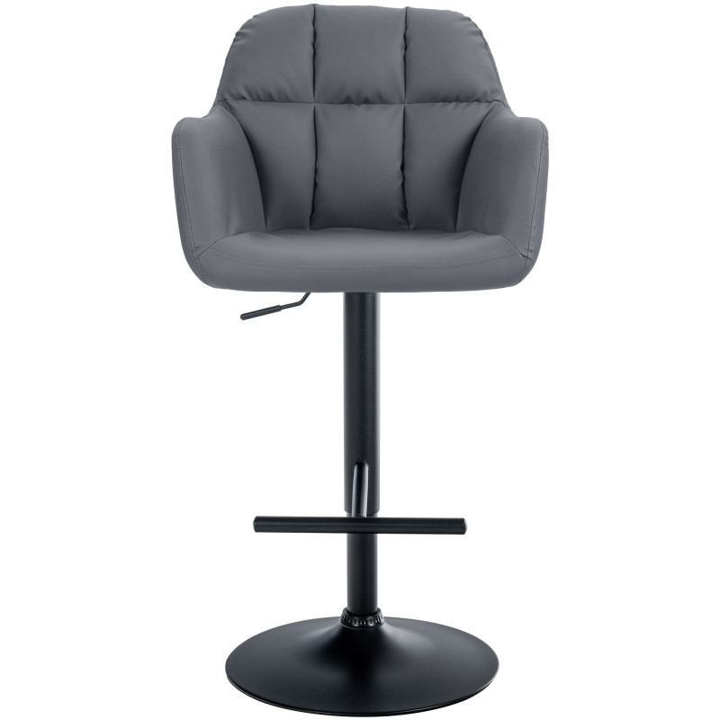 Tabouret de bar réglable haut de gamme en Polyuréthane Gris Métal Noir Mirexa - 2