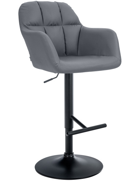Tabouret de bar réglable haut de gamme en Polyuréthane Gris Métal Noir Mirexa - 1