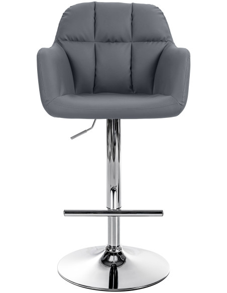 Tabouret de bar réglable haut de gamme en Polyuréthane Gris Métal Argenté Mirexa - 2