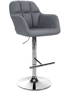 Tabouret de bar réglable haut de gamme en Polyuréthane Gris Métal Argenté Mirexa - 1