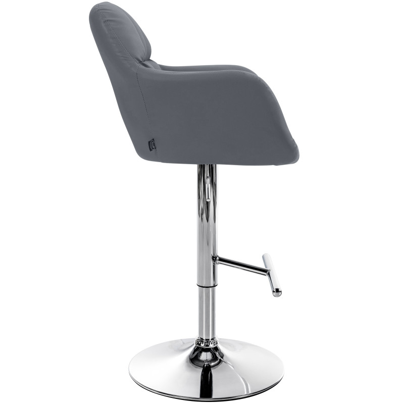 Tabouret de bar réglable haut de gamme en Polyuréthane Gris Métal Argenté Mirexa - 3