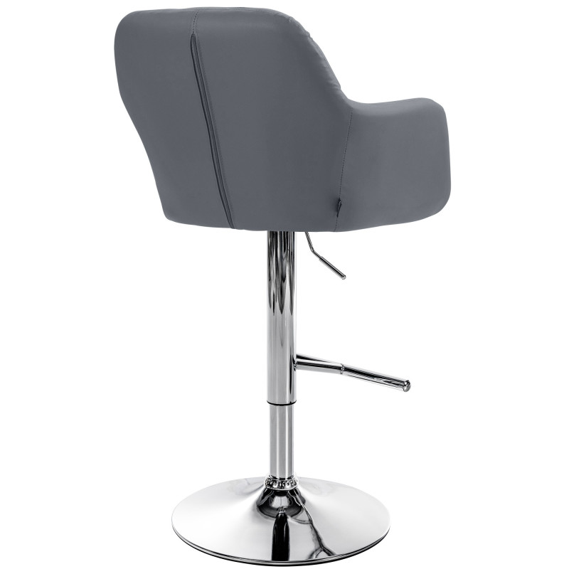 Tabouret de bar réglable haut de gamme en Polyuréthane Gris Métal Argenté Mirexa - 4