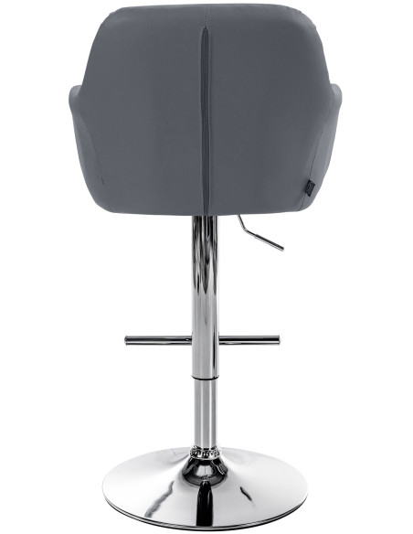 Tabouret de bar réglable haut de gamme en Polyuréthane Gris Métal Argenté Mirexa - 5