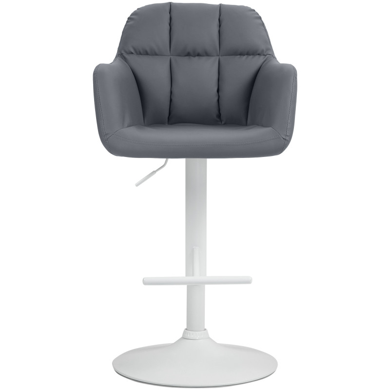 Tabouret de bar réglable haut de gamme en Polyuréthane Gris Métal Blanc Mirexa - 2