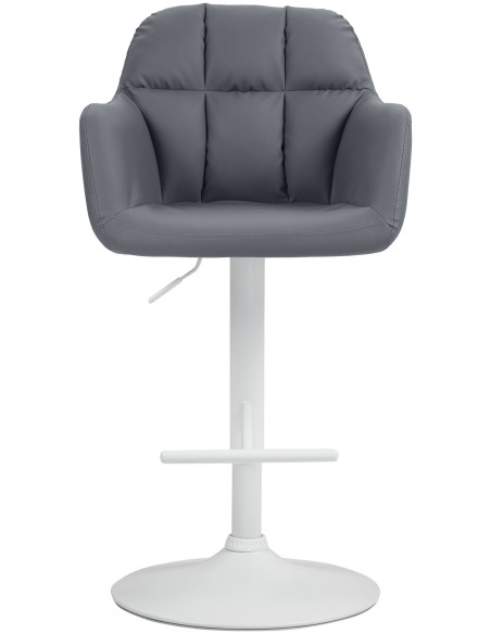 Tabouret de bar réglable haut de gamme en Polyuréthane Gris Métal Blanc Mirexa - 2