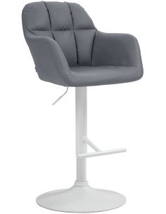 Tabouret de bar réglable haut de gamme en Polyuréthane Gris Métal Blanc Mirexa - 1