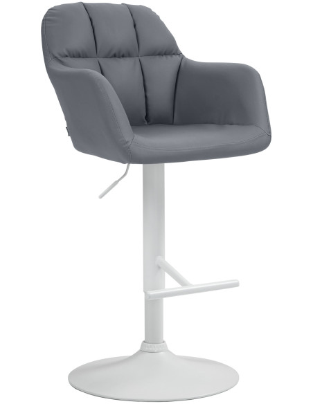 Tabouret de bar réglable haut de gamme en Polyuréthane Gris Métal Blanc Mirexa - 1