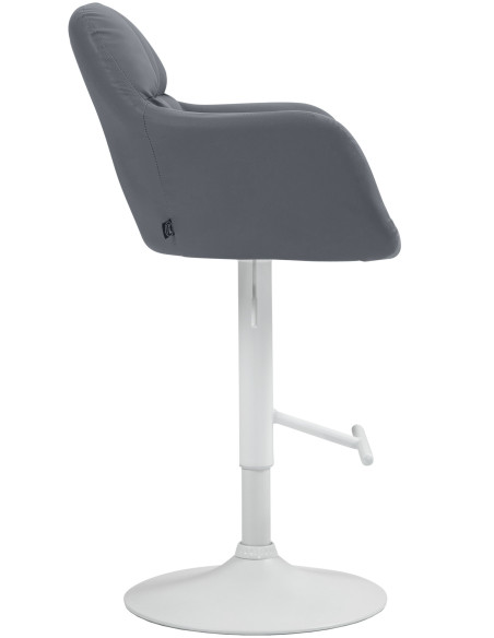 Tabouret de bar réglable haut de gamme en Polyuréthane Gris Métal Blanc Mirexa - 3