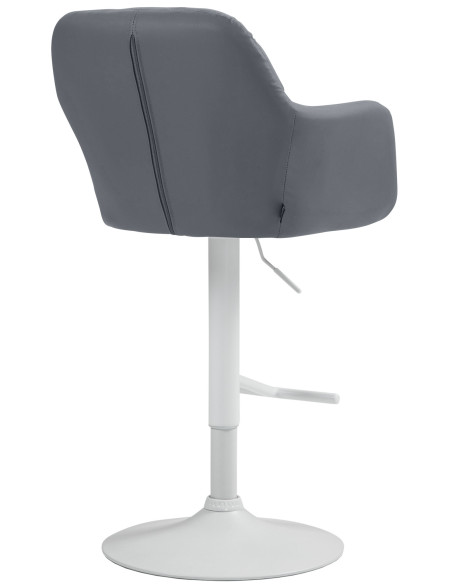 Tabouret de bar réglable haut de gamme en Polyuréthane Gris Métal Blanc Mirexa - 4