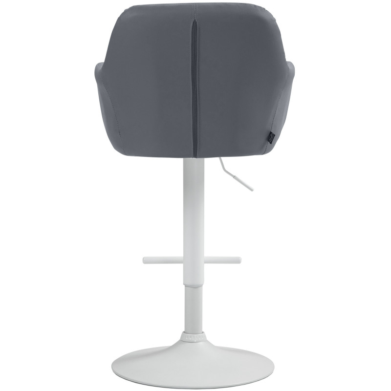 Tabouret de bar réglable haut de gamme en Polyuréthane Gris Métal Blanc Mirexa - 5
