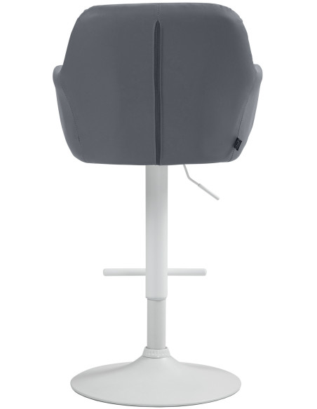 Tabouret de bar réglable haut de gamme en Polyuréthane Gris Métal Blanc Mirexa - 5