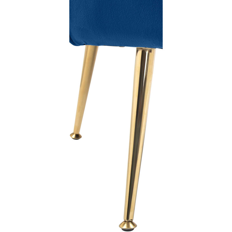 Fauteuil de table original arrondi en Velours Bleu Métal Doré Alisven - 5