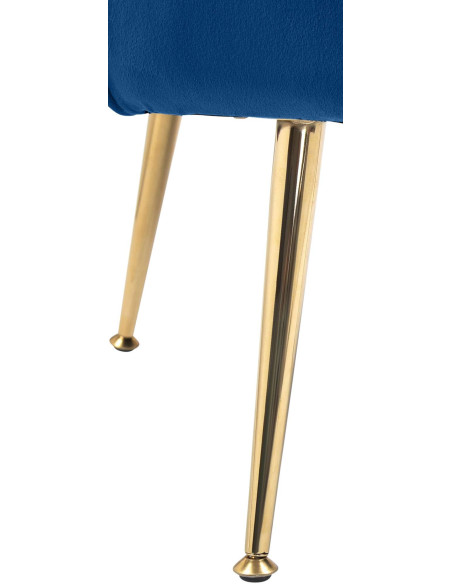Fauteuil de table original arrondi en Velours Bleu Métal Doré Alisven - 5